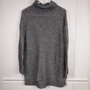 Zara Knit Medium Gray Turtleneck Sweater Oversized Dress Winter Warm Basic Fall